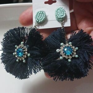 Tassel and bling post earrings